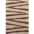 Hand-tufted Zebra Beige Line Wool Rug (8' x 10'6)