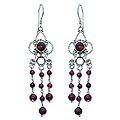 Silver and Garnet 'Princess Dew' Earrings (Indonesia)