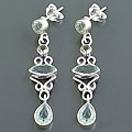 Sterling Silver Blue Topaz Dangle Earrings (India)