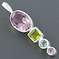 Sterling Silver Multi-gemstone Pendant (India)