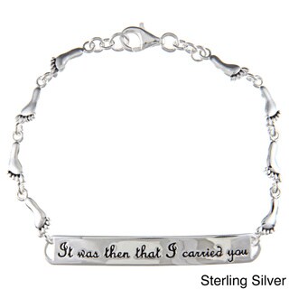 Mondevio Sterling Silver Inspirational Footprint Bracelet