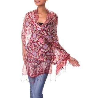 Silk 'Wine Garden' Batik Shawl (Indonesia)