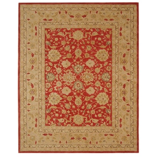 Today Sale Handmade Mahal Ancestry Red/ Ivory Wool Rug (9'6 x 13'6)