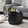 Safavieh Round Black Ottoman with Storage Tray