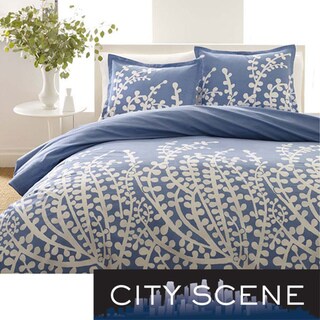 City Scene Branches French Blue 3-piece Duvet Set