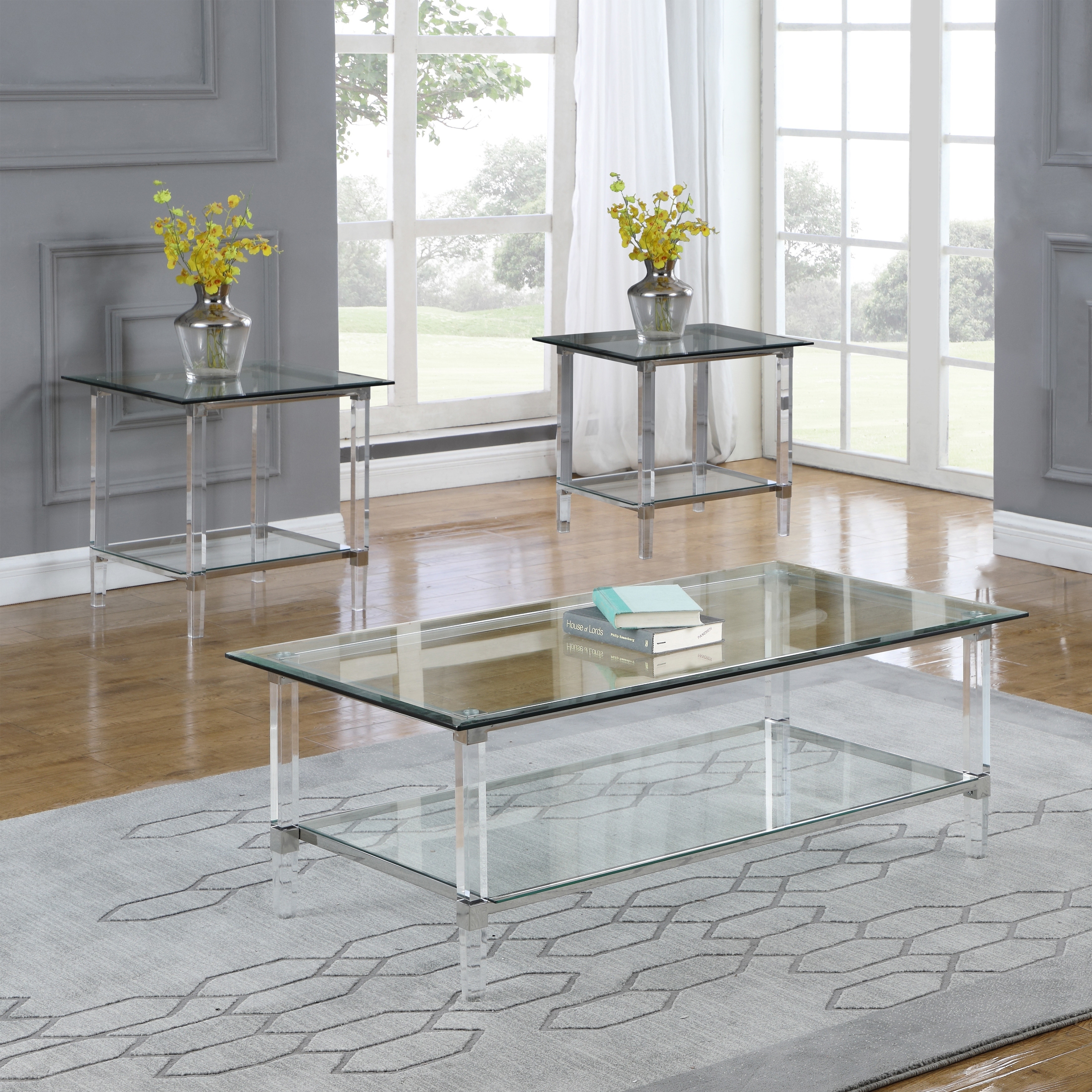 Modern Glass Coffee Table Set Vistafurniture Glass Table Set