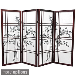 ( ._.) Wood and Rice Paper Bamboo Tree Shoji Screen (China)