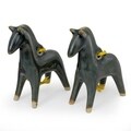 Set of 2 'Blue Winter Horses' Celadon Ceramic Ornaments (Thailand)