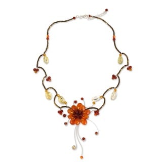 Stainless Steel 'Fire Flower' Gemstone Choker (Thailand)