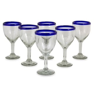 Set of 6 'Blue Cancun' Wine Goblets (Mexico)
