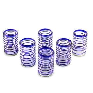 'Cobalt Spiral' Drinking Glass Set (Mexico)