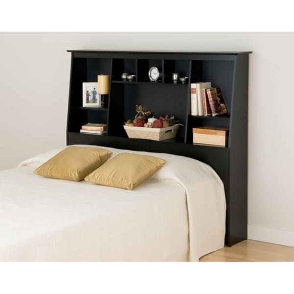 Broadway Black Full/Queen Tall Slantback Bookcase Headboard 