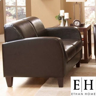 ETHAN HOME Clove Brown Faux Leather Contemporary Loveseat