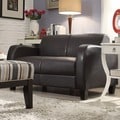 ETHAN HOME Clove Brown Faux Leather Contemporary Love Seat
