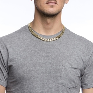 Simon Frank 14k Yellow Gold Overlay 12mm Cuban Necklace (20-inch)