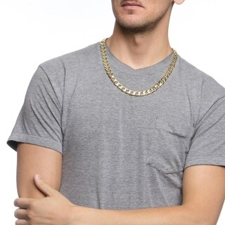 Simon Frank 14k Yellow Gold Overlay 12mm Cuban Necklace (24-inch)