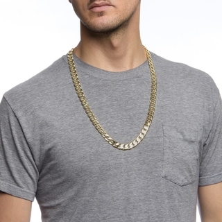 Simon Frank 14k Yellow Gold Overlay 12mm Cuban Necklace (30-inch)