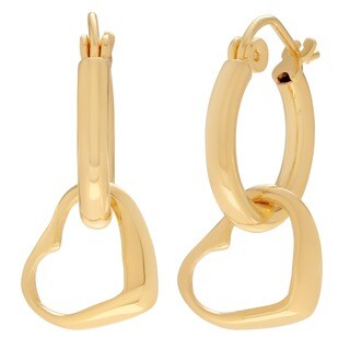 Tressa Sterling Silver Hoop Earrings with Dangling Hearts