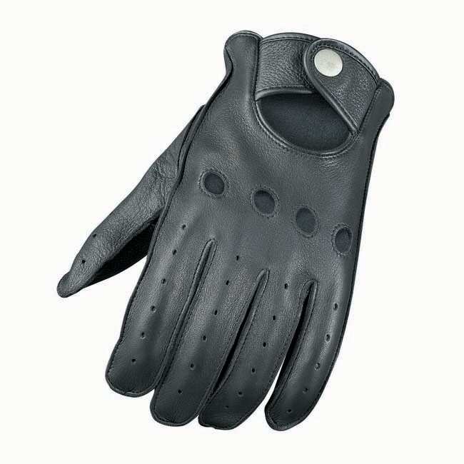 Vented Black Leather Motorcycle Gloves with Snap-style Closure - 11216969 - Overstock.com 
