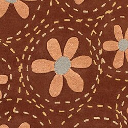 Hand-tufted Gold Floral Bordered Fleur Wool Rug (9' x 13')