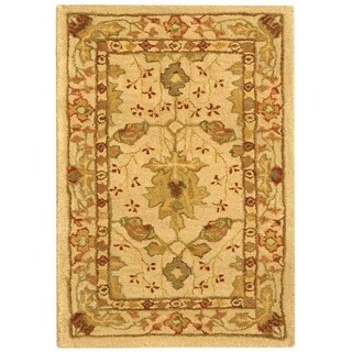 Handmade Oushak Ivory Wool Rug (2' x 3')