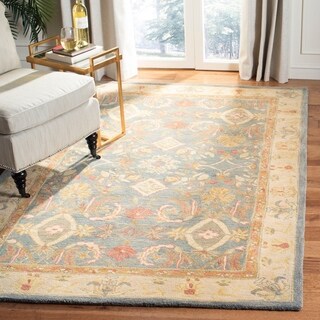 Handmade Legacy Light Blue Wool Rug (5' x 8')