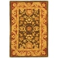Handmade Kashan Charcoal/ Red Wool Rug (2' x 3')