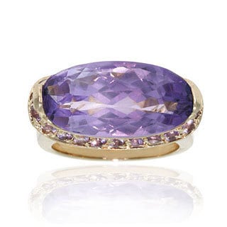Glitzy Rocks 18k Gold over Sterling Silver Amethyst Ring