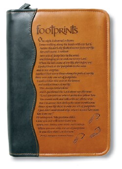 Footprints Book &amp; Bible Cover: Duo-tone, Footprints, Medium, Two Tone Brown (Paperback)