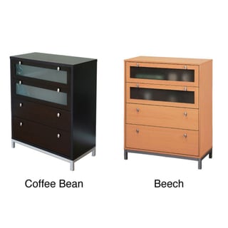 Modern 4-drawer Wood/ Metal Chest