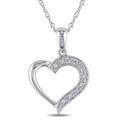 Miadora 14k White Gold Diamond Heart Necklace and Gift Box