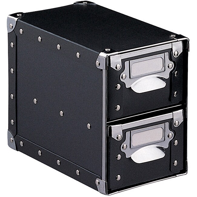 Modern Style with Silver on Black Polypro Two-drawer Storage Bin