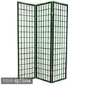 Wood and Rice Paper 6-foot 3-panel Windowpane Room Divider (China)