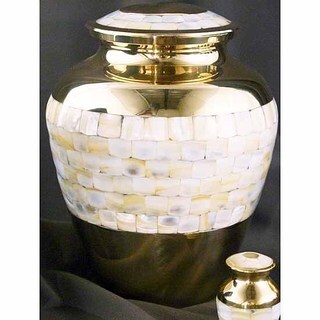 Mother of Pearl Brass Large Adult Urn