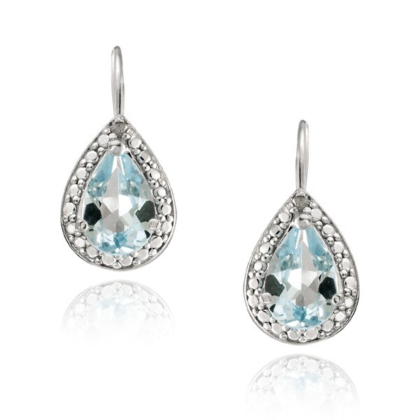 Glitzy Rocks Silver 2 2/5ct TGW Blue Topaz and Diamond Accent Earrings