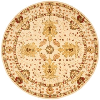 Handmade Oushak Ivory Wool Rug (4' Round)