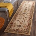 Handmade Heirloom Ivory/ Light Green Wool Runner (2'3 x 12')