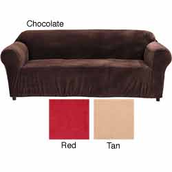 Minicord Stretch Loveseat Tight Fit Solid Slipcover-Image