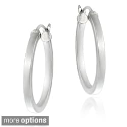 Mondevio Polished Sterling Silver 25mm Hoop Earrings with Saddleback Clasp