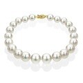 DaVonna 14k Gold White Akoya Cultured Pearl Bracelet (6.5-7 mm)(Set of 3)