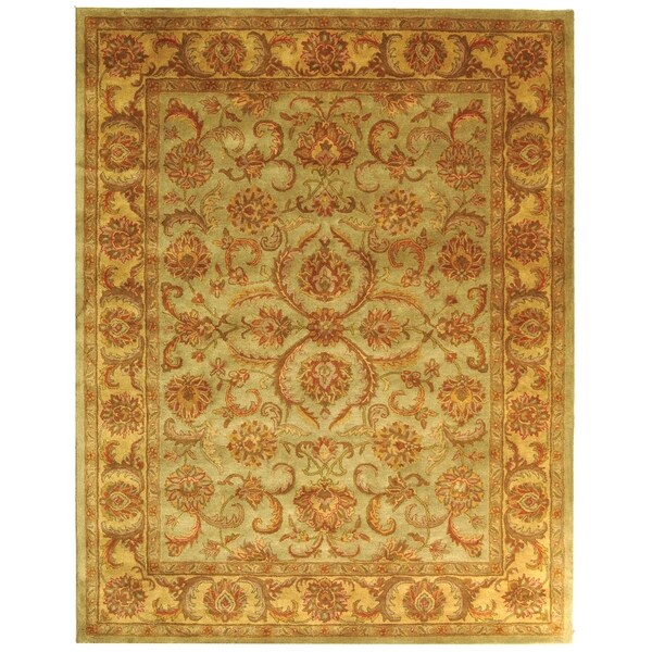 Safavieh Handmade Heritage Kermansha Green/ Gold Wool Rug (5' x 8