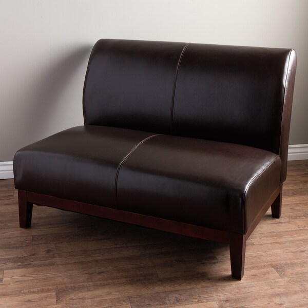 Cole Dark Brown Leather Loveseat - 11367943 - Overstock Shopping
