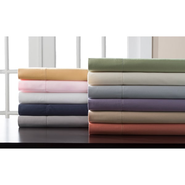Hemstitch 400 Thread Count Sateen Solid Cotton Sheet Set - 11402894