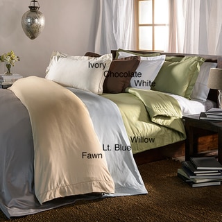 Hemstitch 400 Thread Count Solid Cotton 3-piece Duvet Cover Set