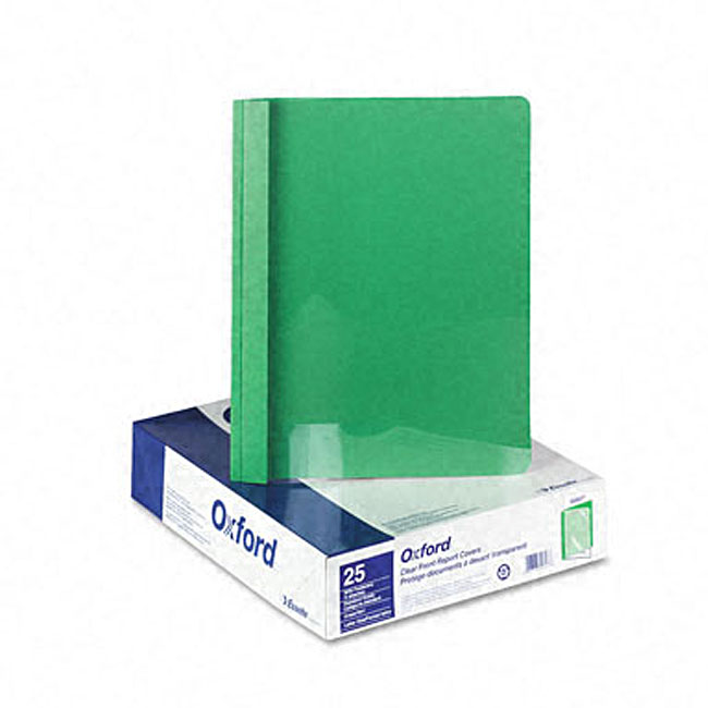 Clear Front Report Cover with Green Leatherette Back (25 per Box)