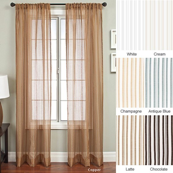 Bellino Stripe Rod Pocket 120 Inch Panel Sheer Curtains On Popscreen