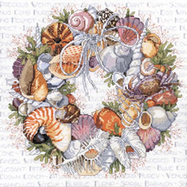 Seashell Wreath Counted Cross Stitch Kit 11436115