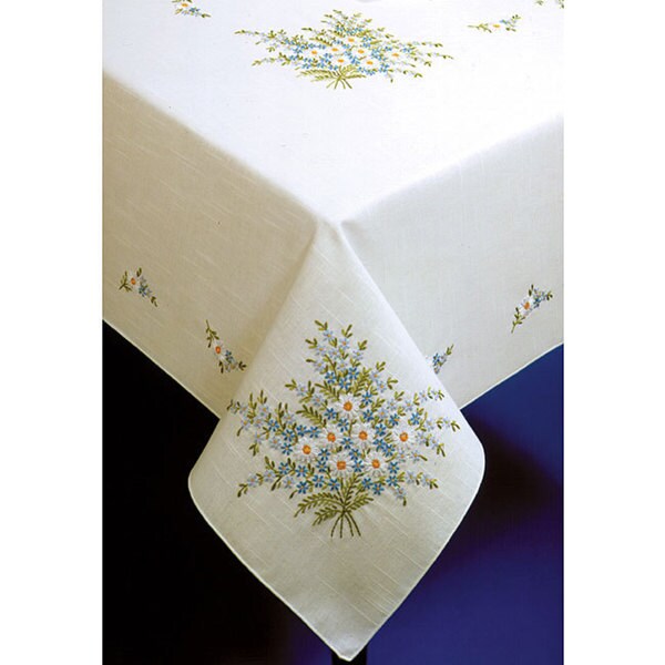 Forget-me-not Stamped Oblong Tablecloth
