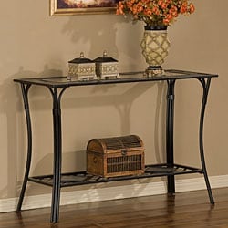 See Reviews Slate/ Glass/ Steel Sofa Table
