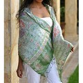 Silk 'Jade Mums' Batik Shawl (Indonesia)